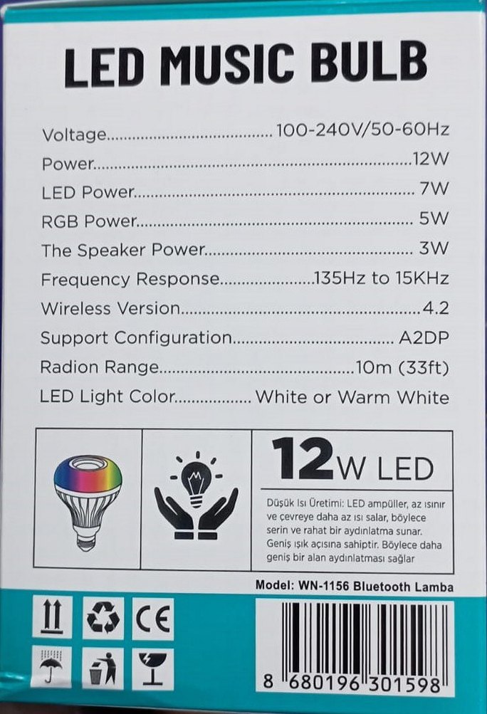 Renkli Bluetooth Akıllı LED Müzik Ampulü - Görsel 3