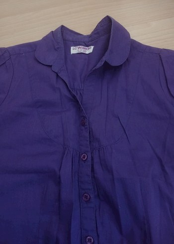 Mor Kısa Kollu Kız Çocuk Gömlek - Görsel 4