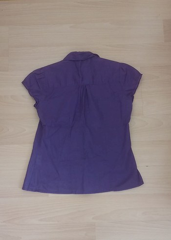 Mor Kısa Kollu Kız Çocuk Gömlek - Görsel 5