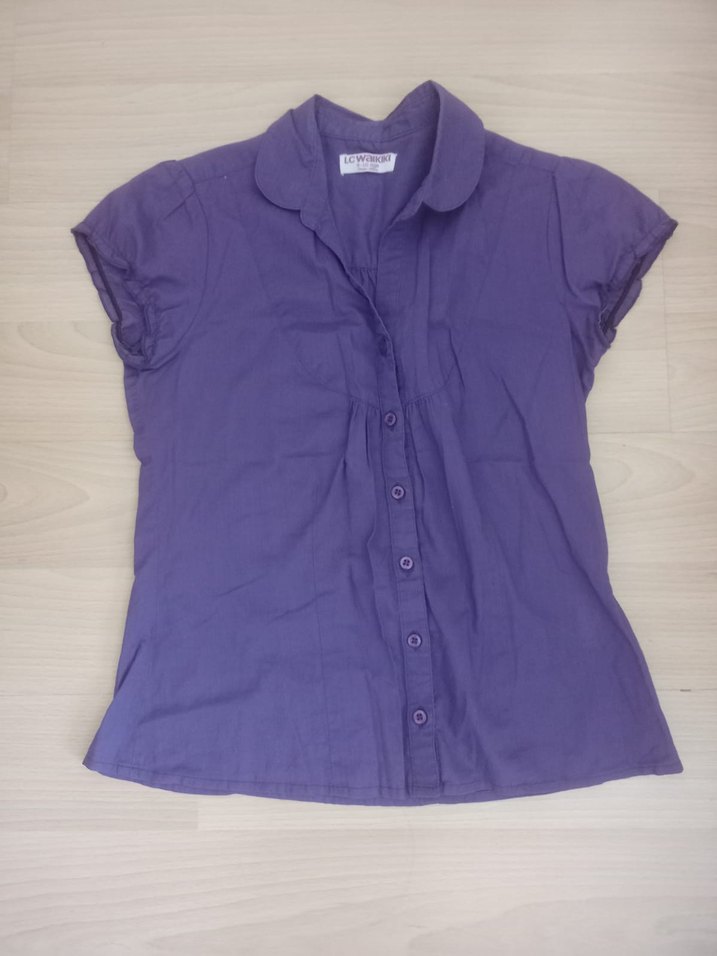 Mor Kısa Kollu Kız Çocuk Gömlek - Görsel 2