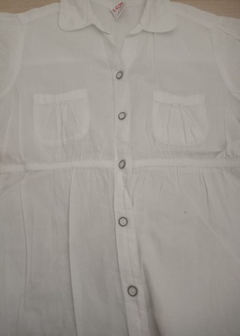 Düğmeli Beyaz Kız Çocuk Gömlek - Görsel 3