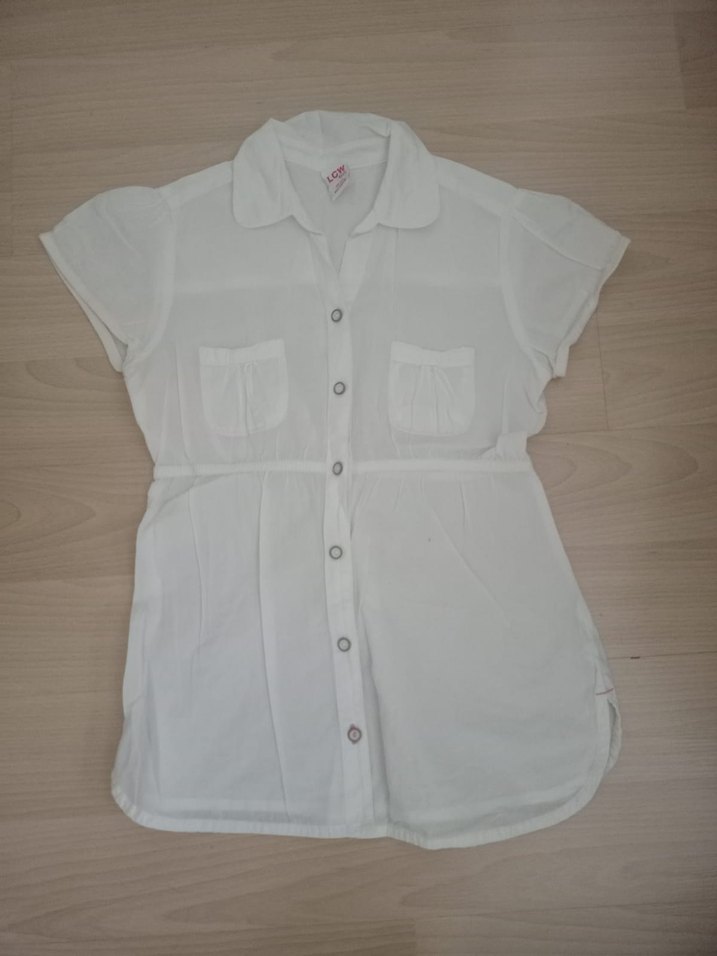 Düğmeli Beyaz Kız Çocuk Gömlek - Görsel 2