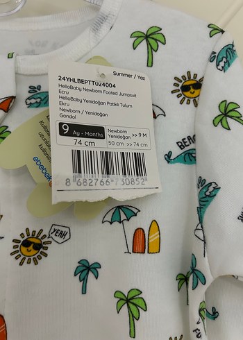 HelloBaby Renkli Baskılı Bebek Erkek Tulum Fermuarlı