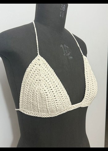 m Beden Beyaz Minimalist Bohem Örgü Bralet
