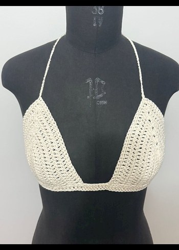 Beyaz Minimalist Bohem Örgü Bralet