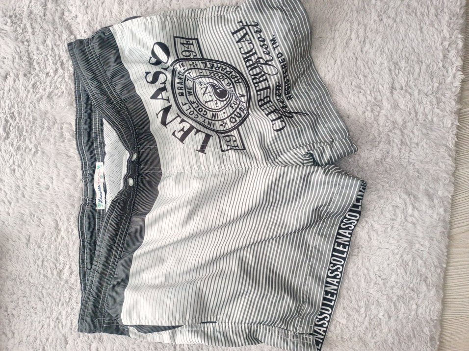 Gri Baskılı Bel Bantlı Erkek Mini Şort - Görsel 4