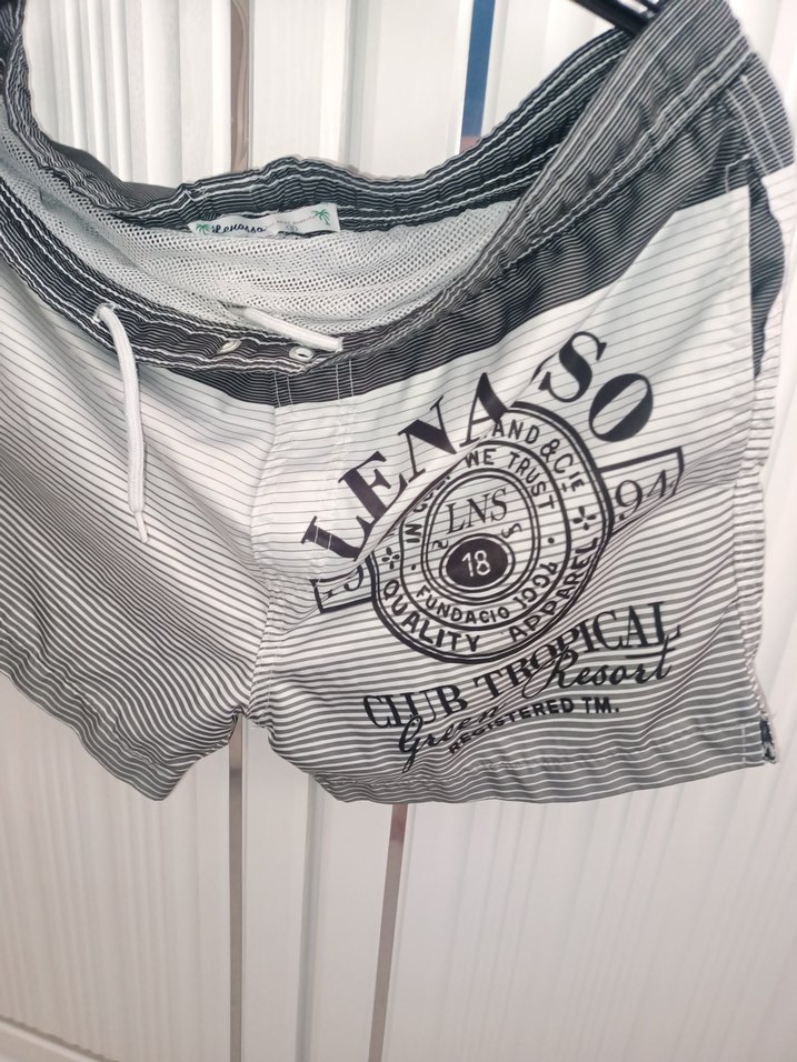 Gri Baskılı Bel Bantlı Erkek Mini Şort - Görsel 2