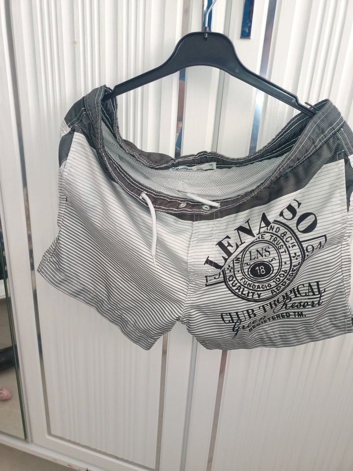 Gri Baskılı Bel Bantlı Erkek Mini Şort - Görsel 3