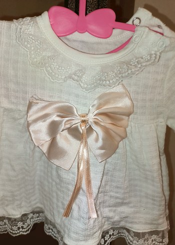 Uzun Kollu Beyaz Nakışlı Kız Elbisesi 2 alt 1 üst - Görsel 2