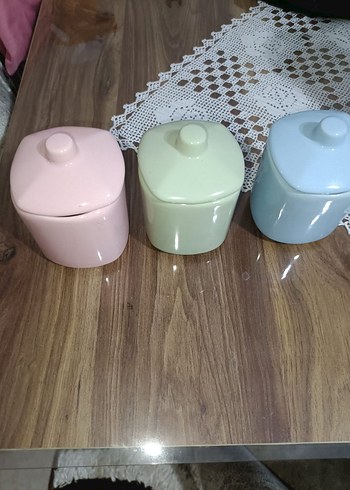 Pastel Renkli Kapaklı Seramik Saklama Kavanozları
