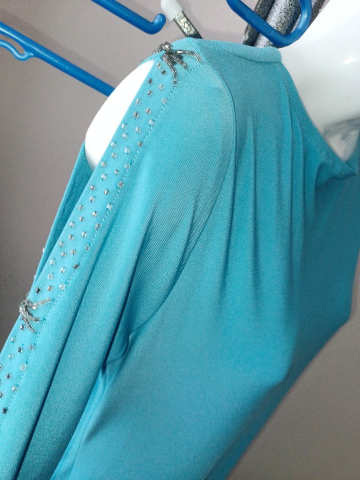 Turkuaz Uzun Kollu Salaş Tunik - Görsel 3