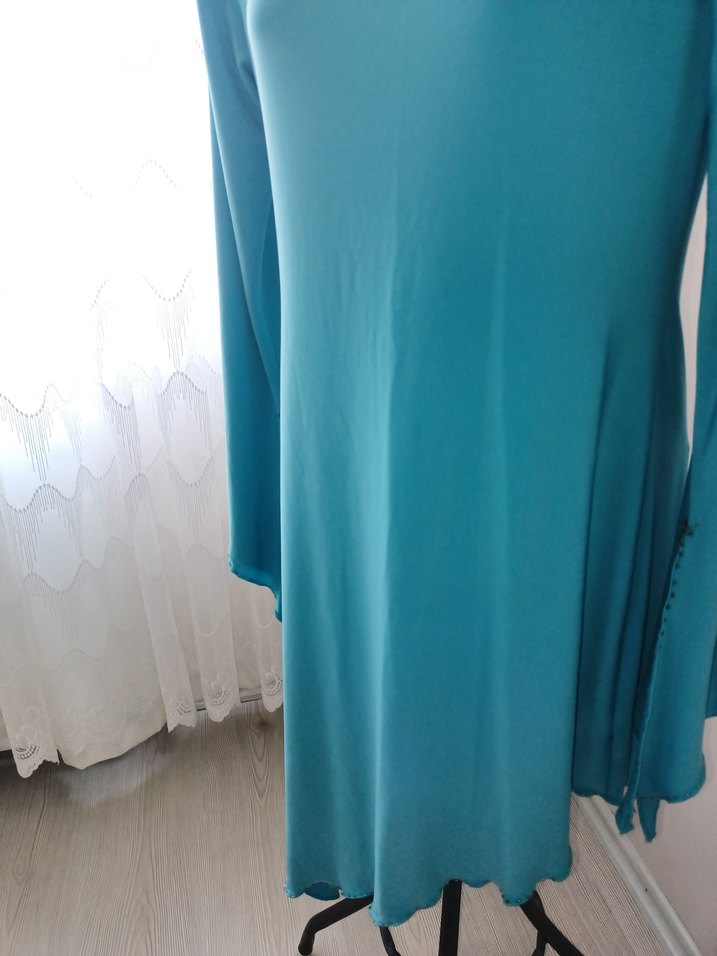 Turkuaz Uzun Kollu Salaş Tunik - Görsel 5