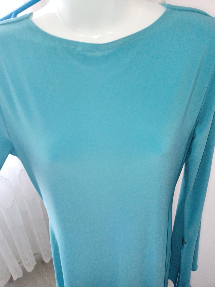 Turkuaz Uzun Kollu Salaş Tunik - Görsel 2