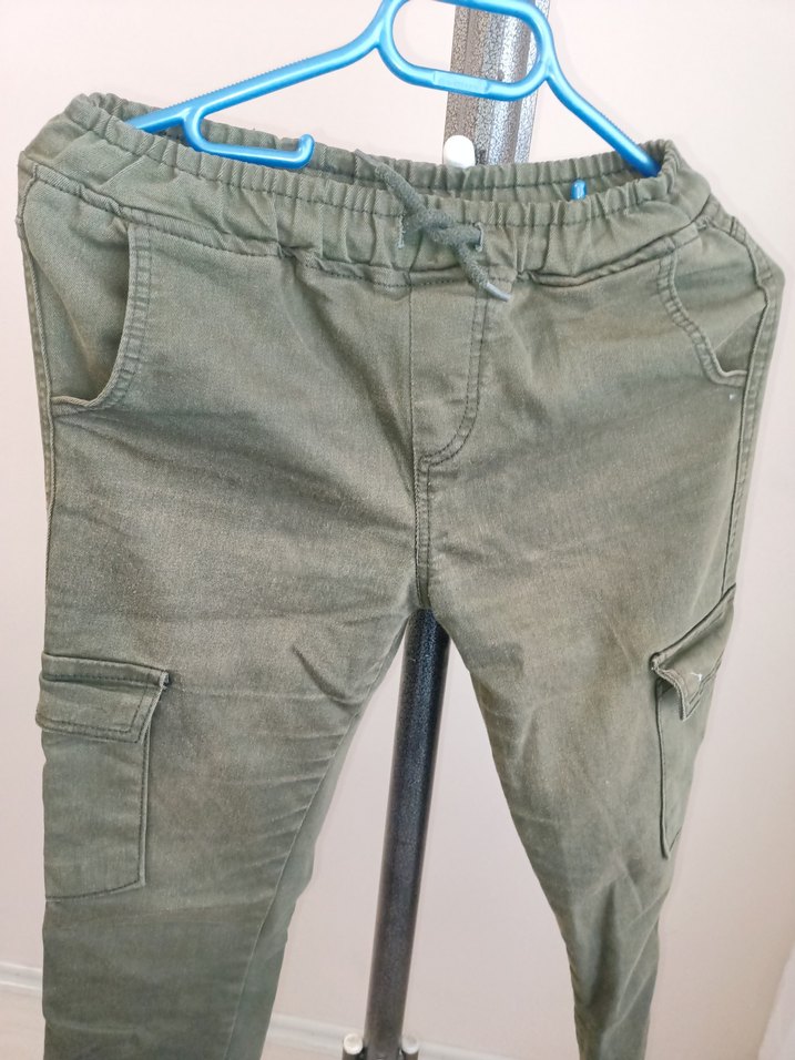 Erkek Çocuk Kemerli Bol Kesim Haki Pantolon - Görsel 4