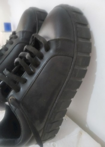 40 Beden Kadın Siyah Platform Topuklu Goth Spor Ayakkabı