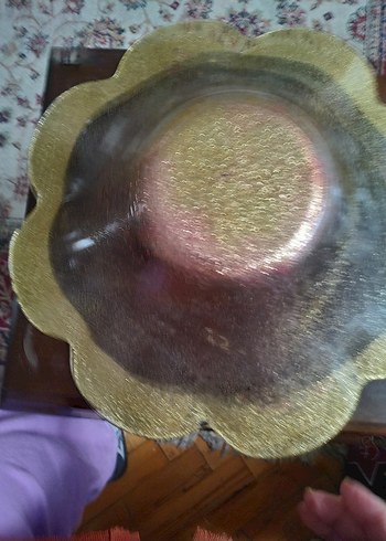 Altın Renk Parlak  cam meyvelik ve çok amaçlı  Tabak - Görsel 3