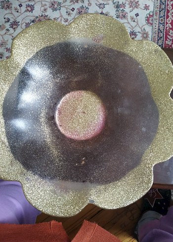 Altın Renk Parlak  cam meyvelik ve çok amaçlı  Tabak - Görsel 2