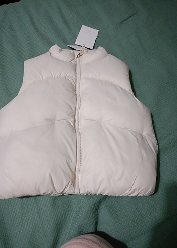 Beyaz Puff Yaka Kolsuz çocuk Yelek - Görsel 4