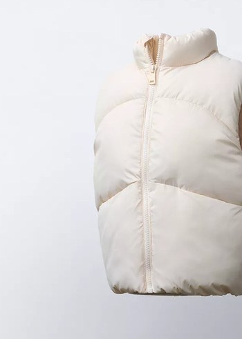 Beyaz Puff Yaka Kolsuz çocuk Yelek - Görsel 2