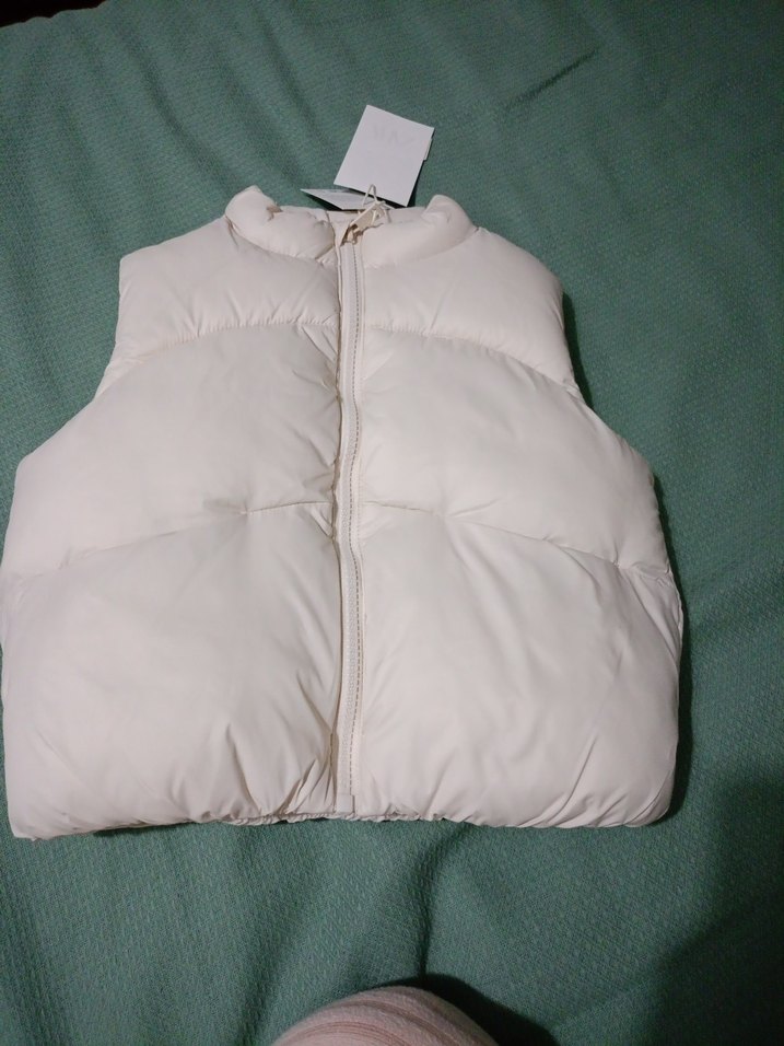 Beyaz Puff Yaka Kolsuz çocuk Yelek - Görsel 4