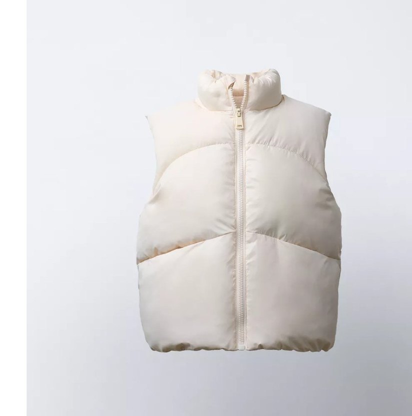 Beyaz Puff Yaka Kolsuz çocuk Yelek - Görsel 3
