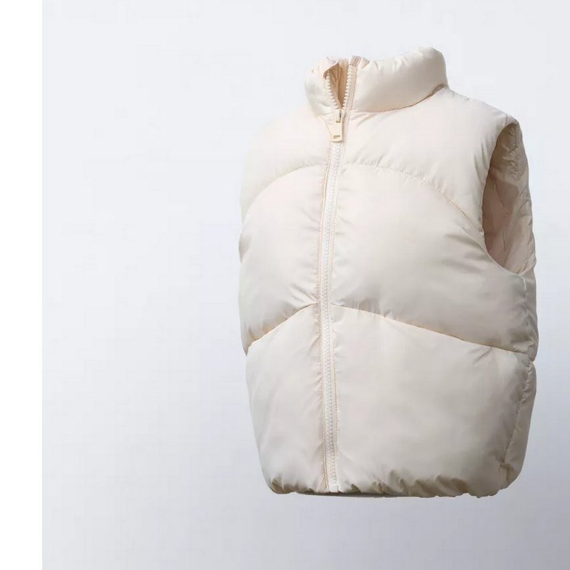 Beyaz Puff Yaka Kolsuz çocuk Yelek - Görsel 2