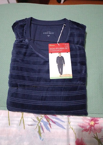 Lacivert Erkek V Yaka Rahat Pijama Takımı - Görsel 5