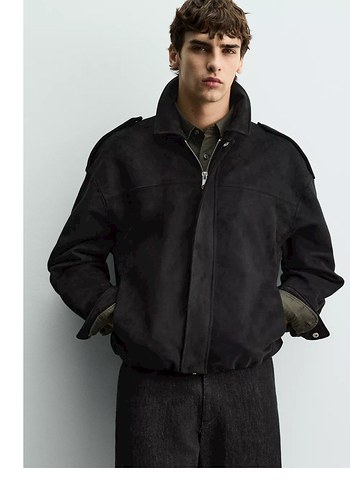 Siyah Süet erkek Ceket - Görsel 6