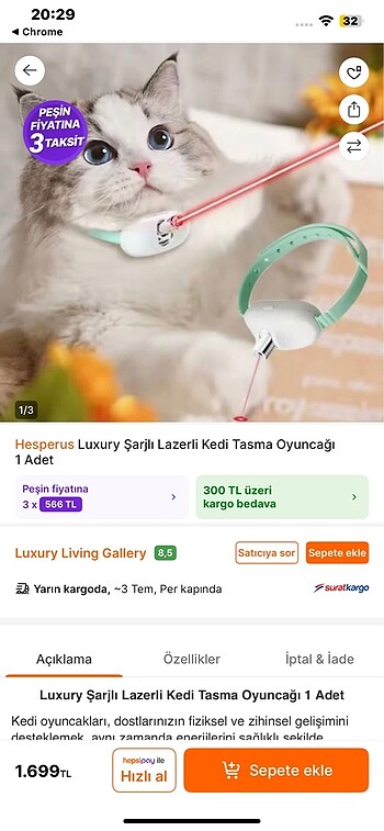Kedi köpek lazerli oyun tasması