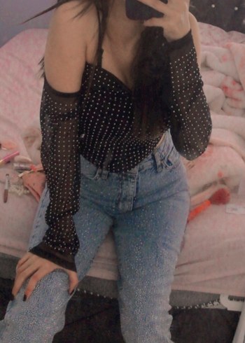 xs Beden Full taşlı mom jean
