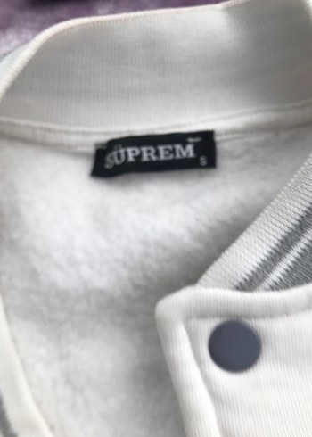 Gri Kollu Beyaz Düğmeli Kadın Ceket - Görsel 3