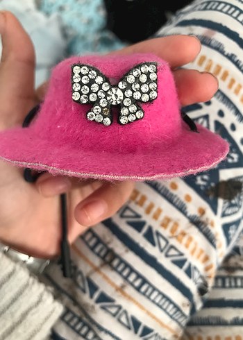 Kedi İçin Pembe Taşlı Şapka - Görsel 3