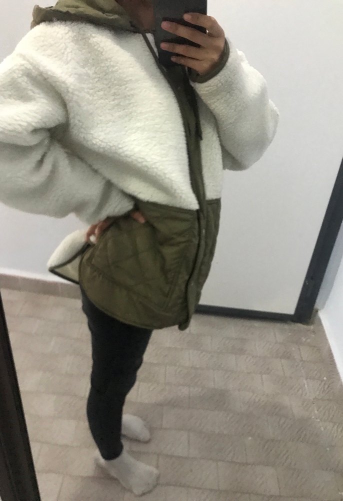 Beyaz Peluş Detaylı Midi Kaban - Görsel 3