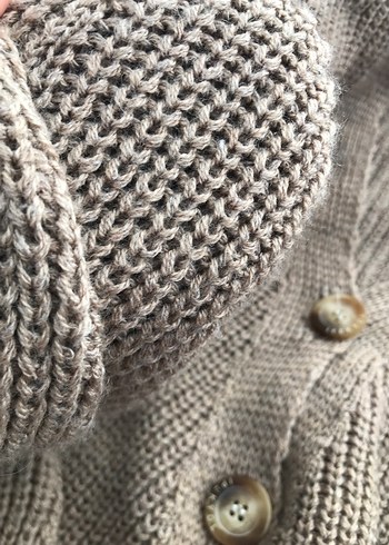 Bej Düğmeli Triko Kadın Hırka - Görsel 3