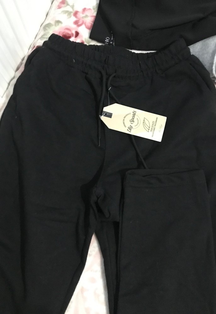 Siyah Kadın Rahat Kesim Pamuklu Eşofman Altı - Görsel 2