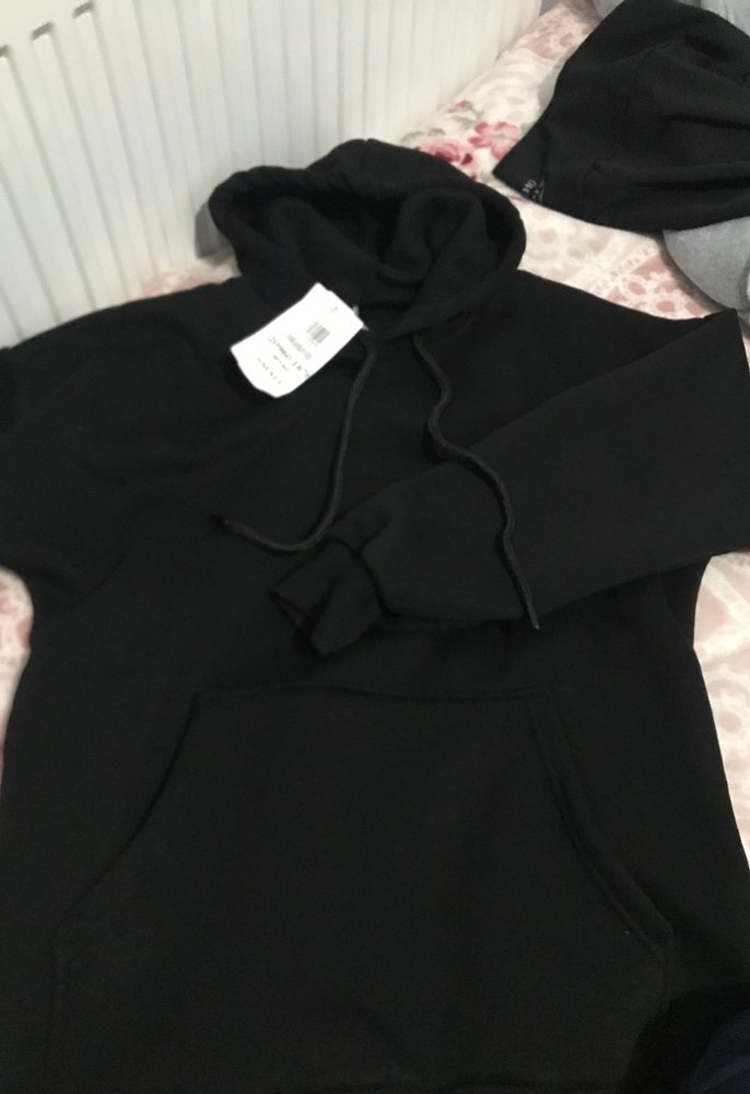 Siyah Kapüşonlu Kadın Sweatshirt - Görsel 2