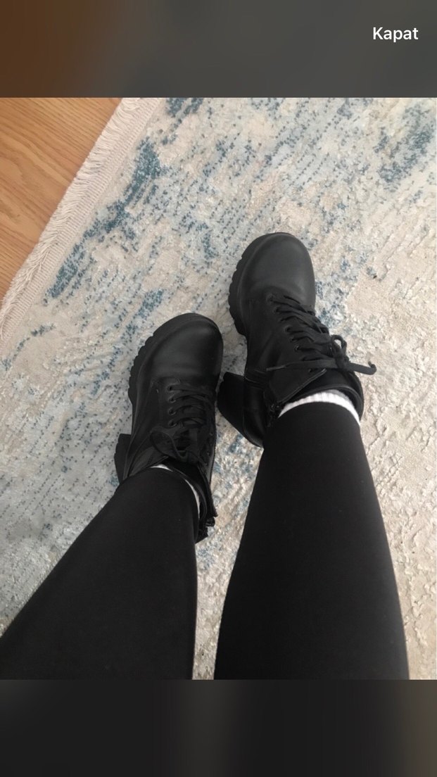 Siyah Deri Goth Topuklu Bot - Görsel 3