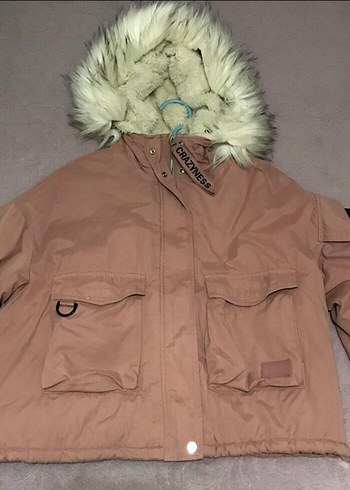 Pembe kışlık sıcak mont yünlü - Görsel 2