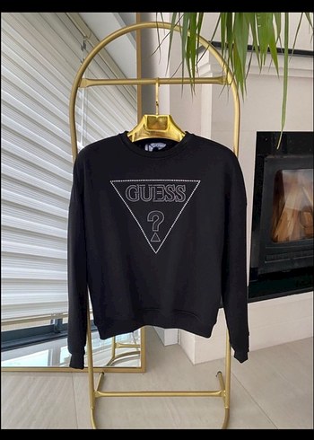 Guess Siyah Logo Sweatshirt