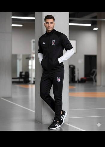 Siyah Erkek Fermuarlı Eşofman Takımı - Görsel 2