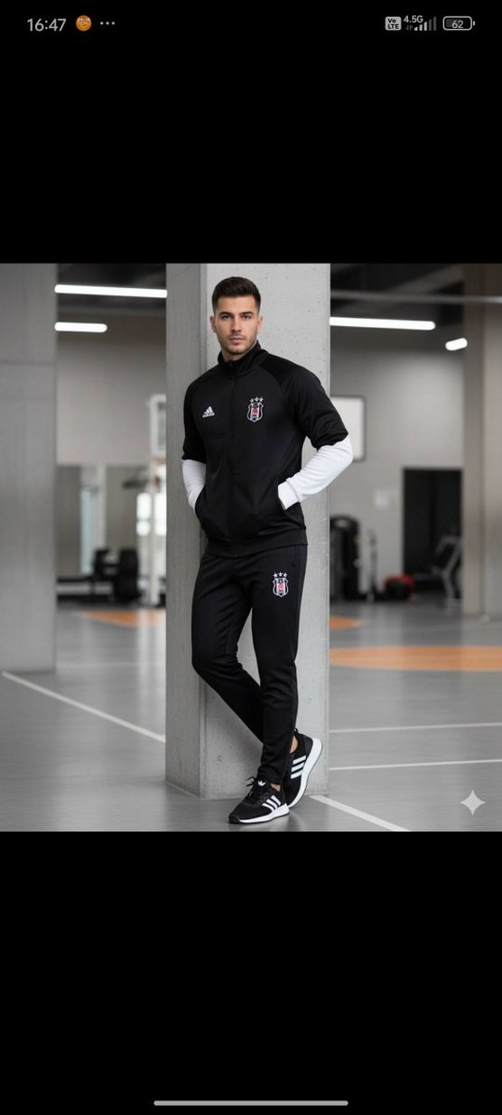 Siyah Erkek Fermuarlı Eşofman Takımı - Görsel 2