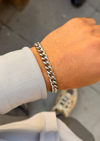 Gri Zincir Detaylı Minimalist Bileklik - Görsel 4