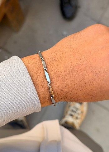 Gri Zincir Detaylı Minimalist Bileklik - Görsel 2