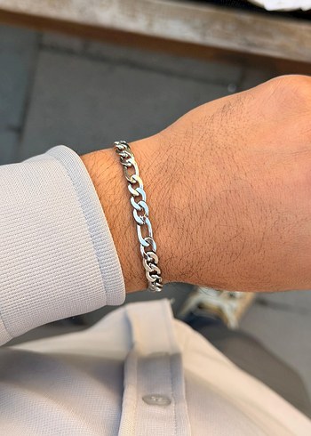 Gri Zincir Detaylı Minimalist Bileklik - Görsel 3