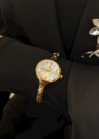 Modern Klasik Parlak Altın Kadın Saati - Görsel 11