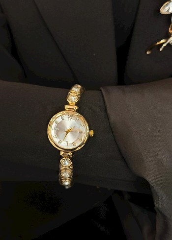 Modern Klasik Parlak Altın Kadın Saati - Görsel 4