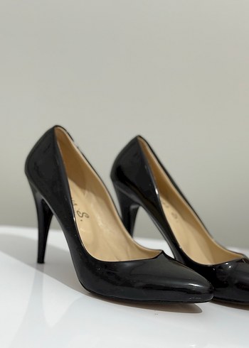 Klasik Siyah Rugan Stiletto Kadın Topuklu - Görsel 2