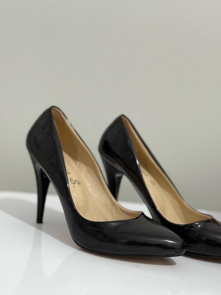 Klasik Siyah Rugan Stiletto Kadın Topuklu - Görsel 2