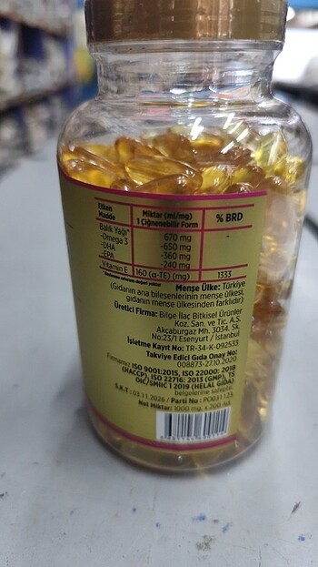 Diğer OMEGA 3 balık yağı