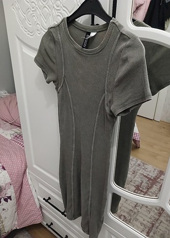 Gri Kısa Kollu Mini Elbise - Görsel 2